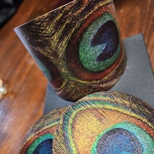 Peacock Gold Cuff Bracelet & Earrings